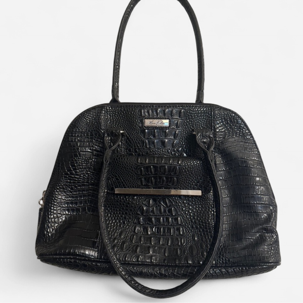 Marc Fisher Black Crocodile-Embossed Shoulder Bag
